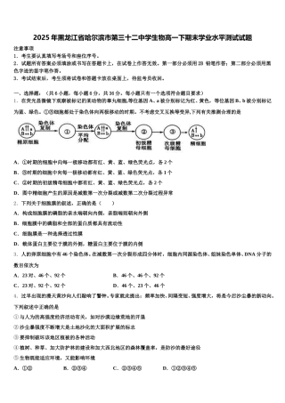 2025年黑龙江省哈尔滨市第三十二中学生物高一下期末学业水平测试试题含解析