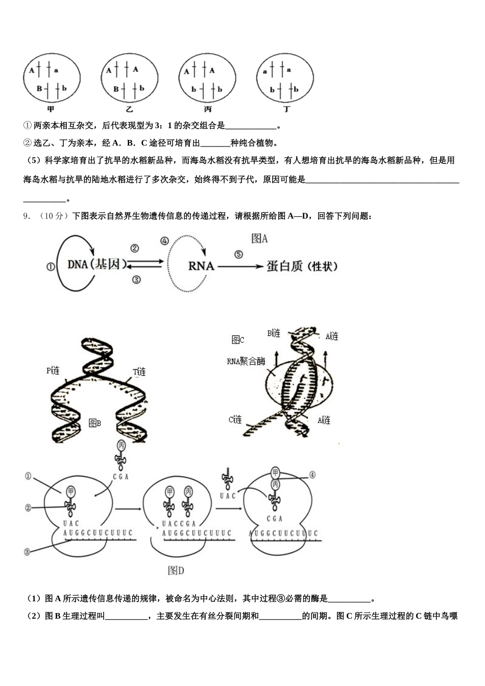 2025年黑龙江省大兴安岭生物高一第二学期期末教学质量检测试题含解析_第3页