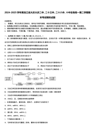 2024-2025学年黑龙江省大庆大庆二中、二十三中、二十八中、十中生物高一第二学期期末考试模拟试题含解析