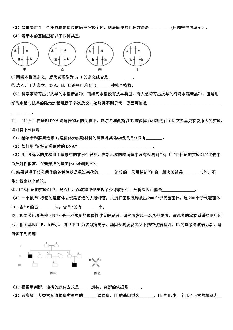 黑龙江绥化市一中2024-2025学年生物高一下期末综合测试试题含解析_第3页