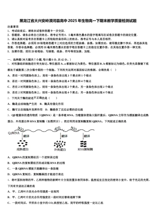 黑龙江省大兴安岭漠河县高中2025年生物高一下期末教学质量检测试题含解析