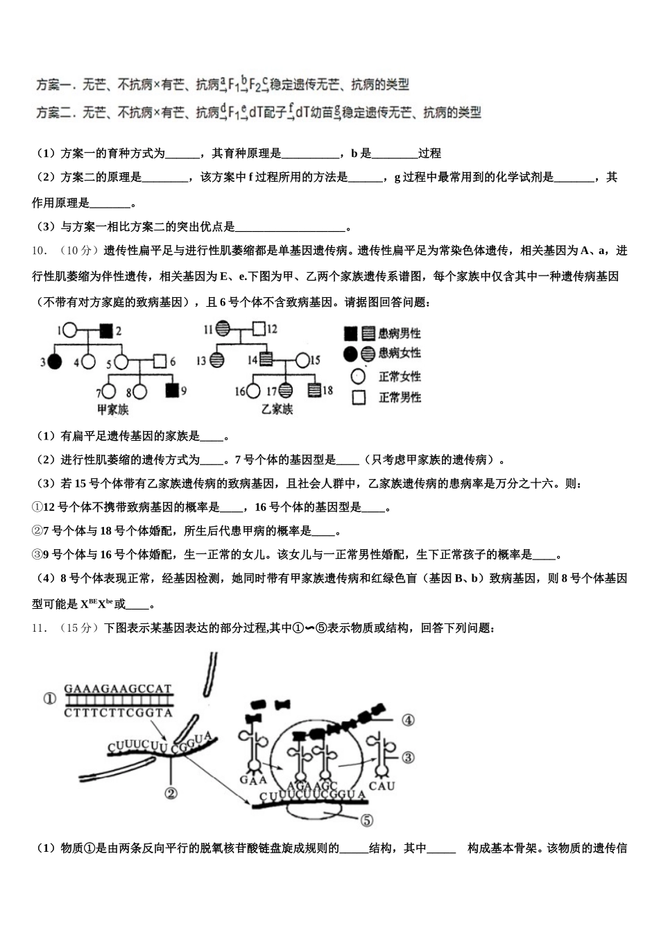 2025年哈尔滨市第九中学生物高一第二学期期末综合测试模拟试题含解析_第3页