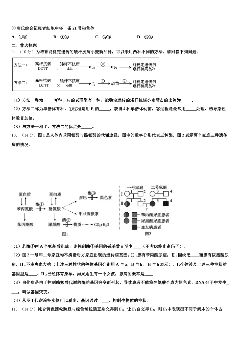 黑龙江省宾县第一中学2025届高一生物第二学期期末综合测试模拟试题含解析_第3页