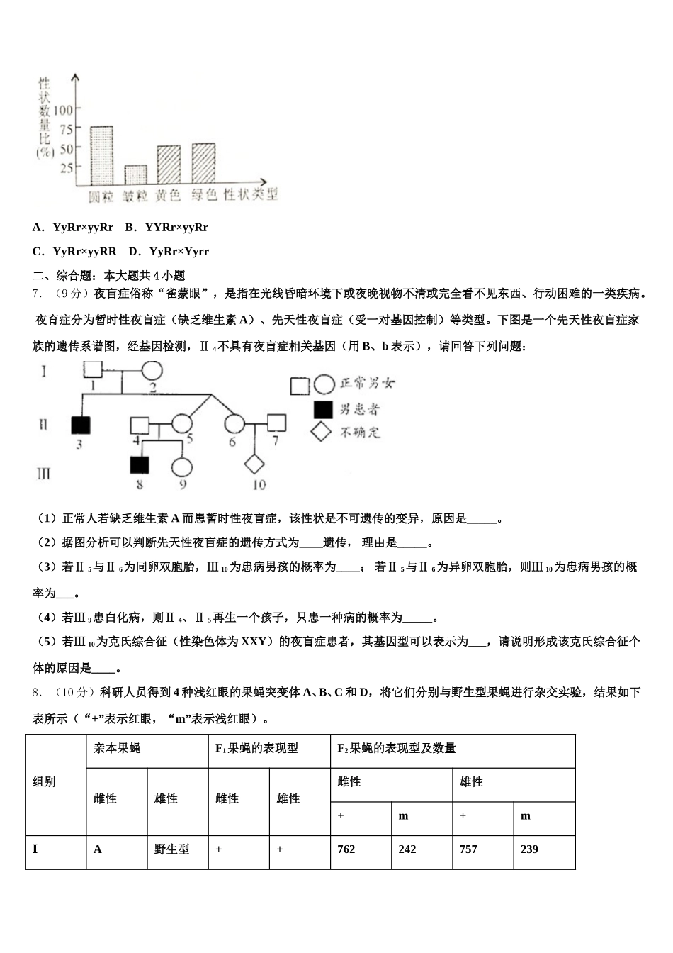 七台河市重点中学2025年高一生物第二学期期末检测模拟试题含解析_第2页