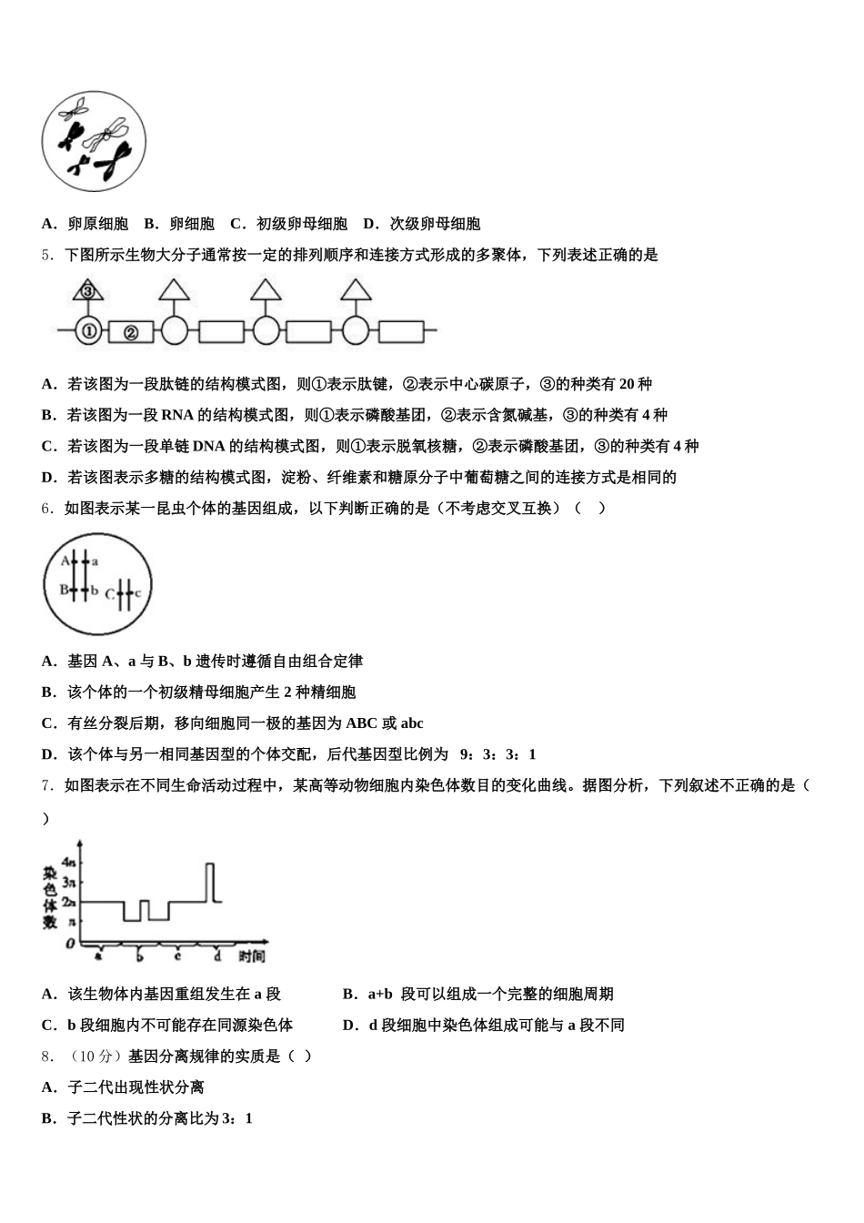 东北师范大学附属中学2025年生物高一第二学期期末联考模拟试题含解析_第2页