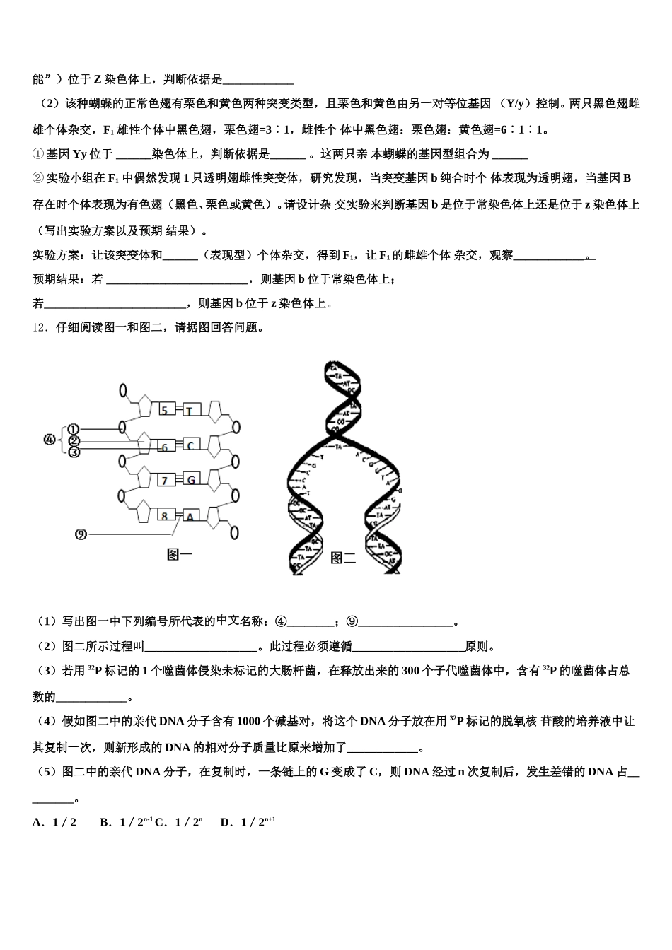 2025届黑龙江省绥芬河市高级中学高一下生物期末质量跟踪监视试题含解析_第3页