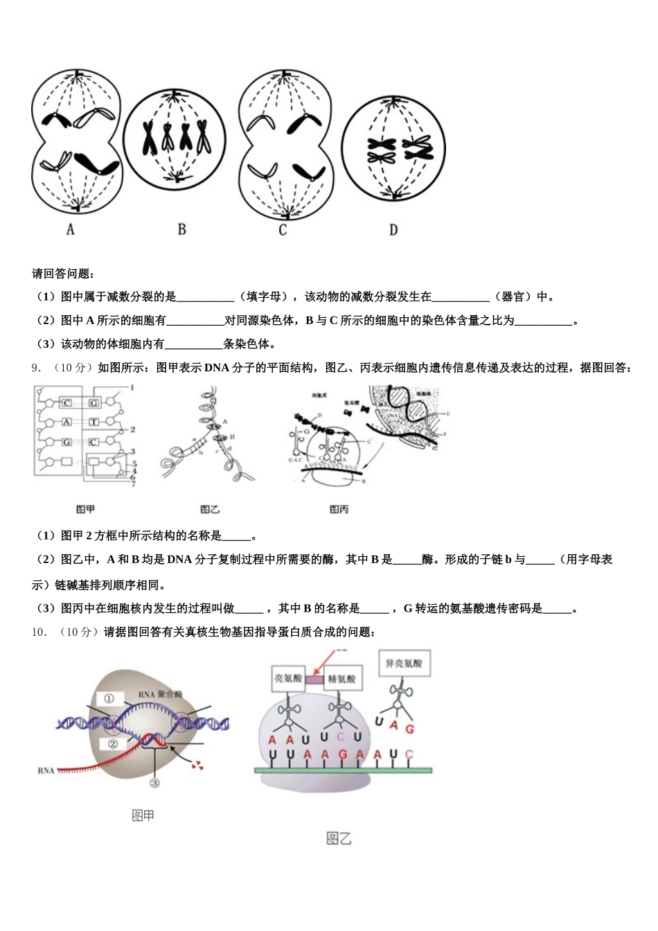 黑龙江省安达市七中2024-2025学年生物高一第二学期期末教学质量检测模拟试题含解析_第3页