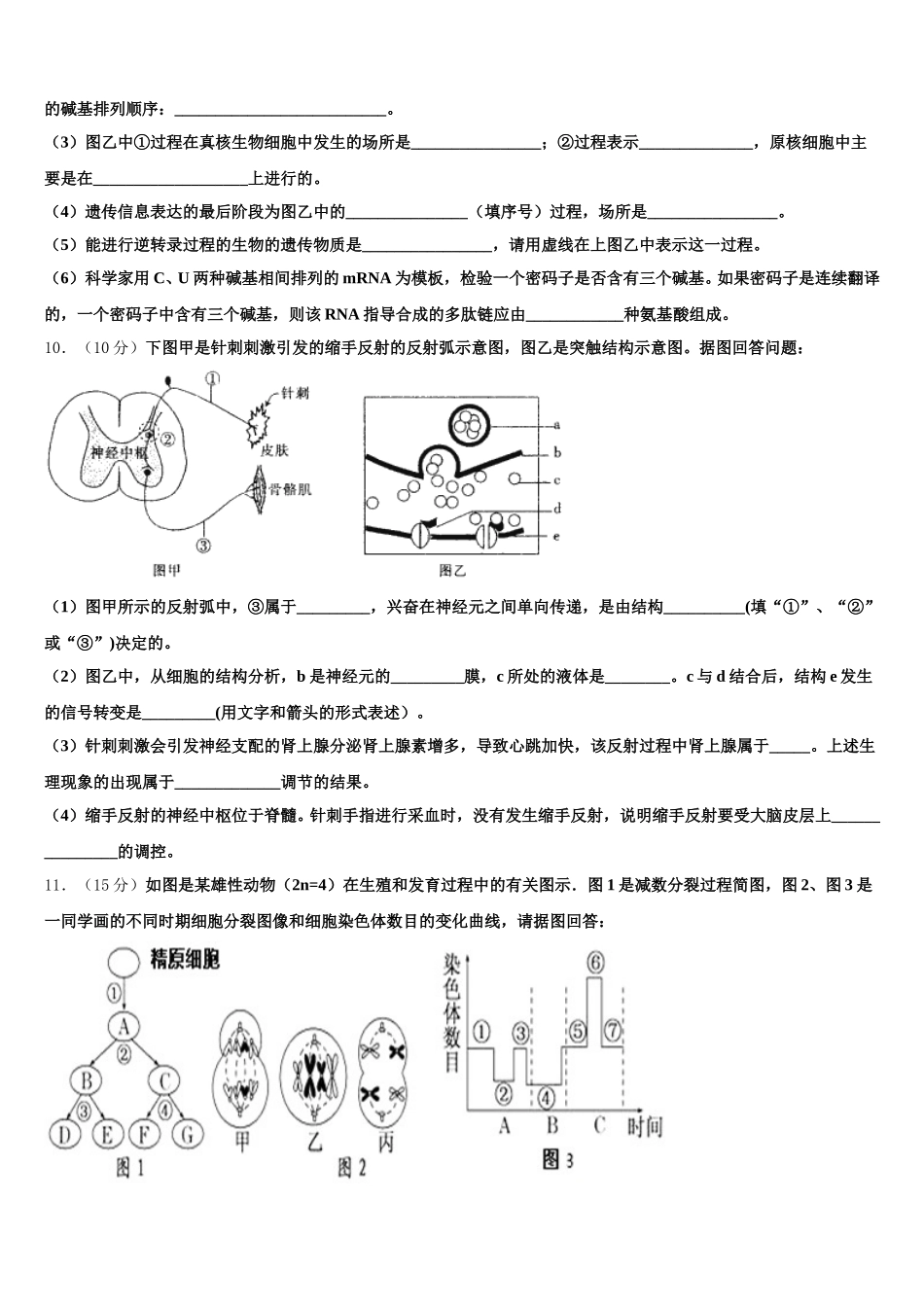 2025年黑龙江大庆实验中学生物高一第二学期期末综合测试试题含解析_第3页