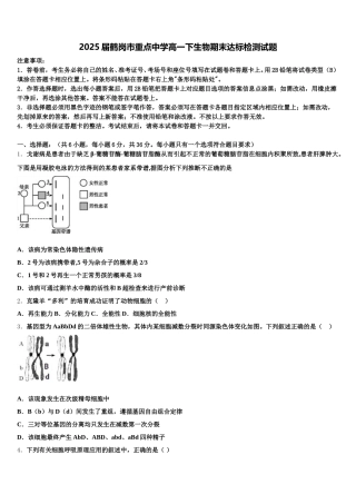 2025届鹤岗市重点中学高一下生物期末达标检测试题含解析