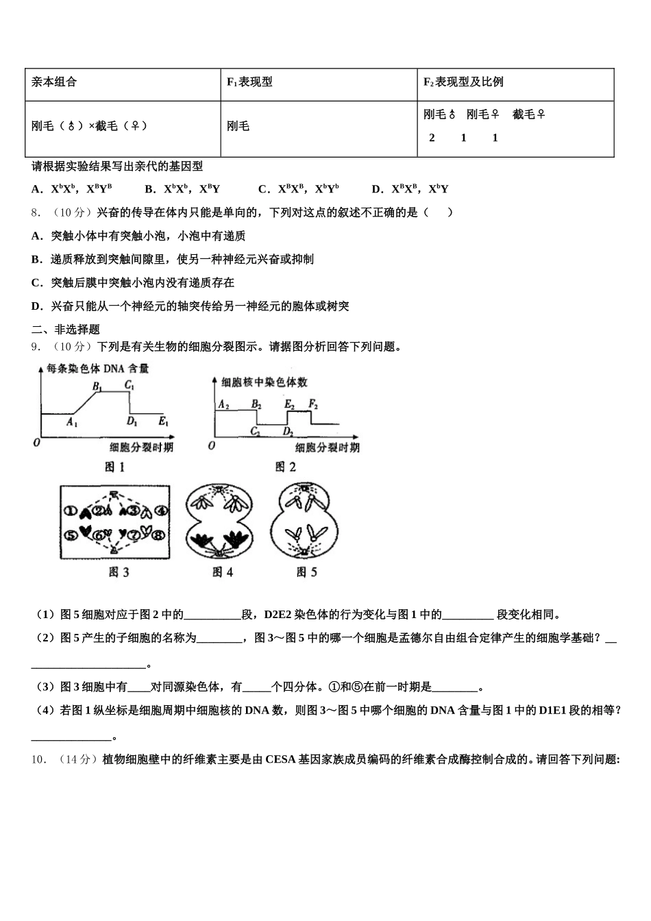 2025年黑龙江省哈尔滨第六中学高一下生物期末统考试题含解析_第2页