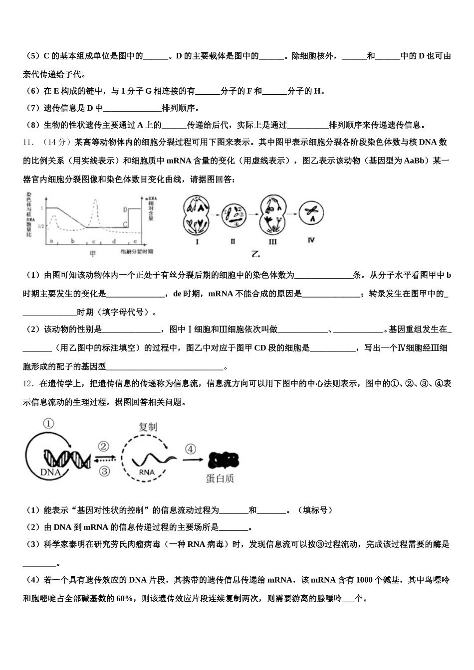黑龙江省绥化市青冈一中2024-2025学年生物高一下期末统考试题含解析_第3页
