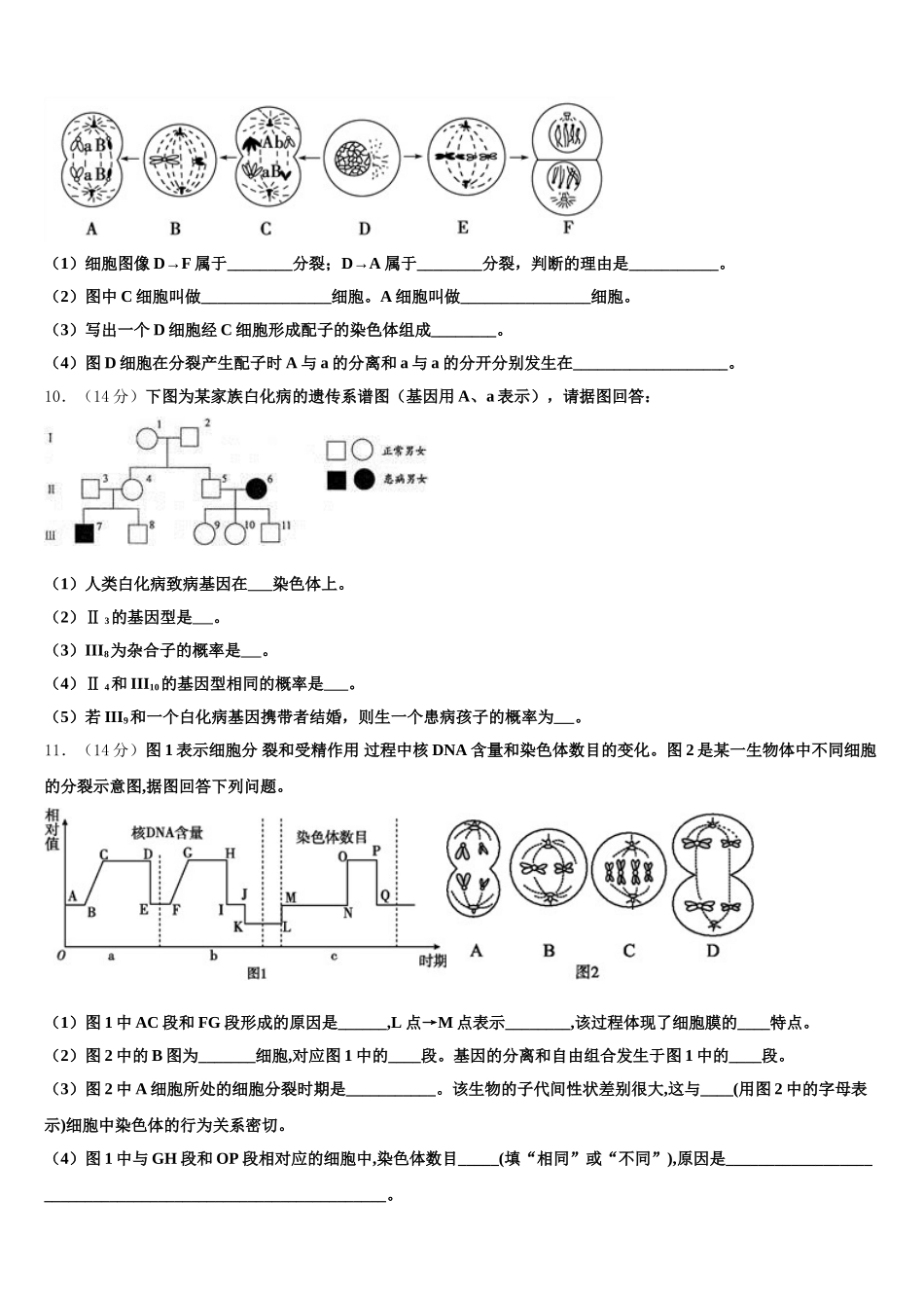 黑龙江省绥化七中2025年生物高一第二学期期末综合测试模拟试题含解析_第3页