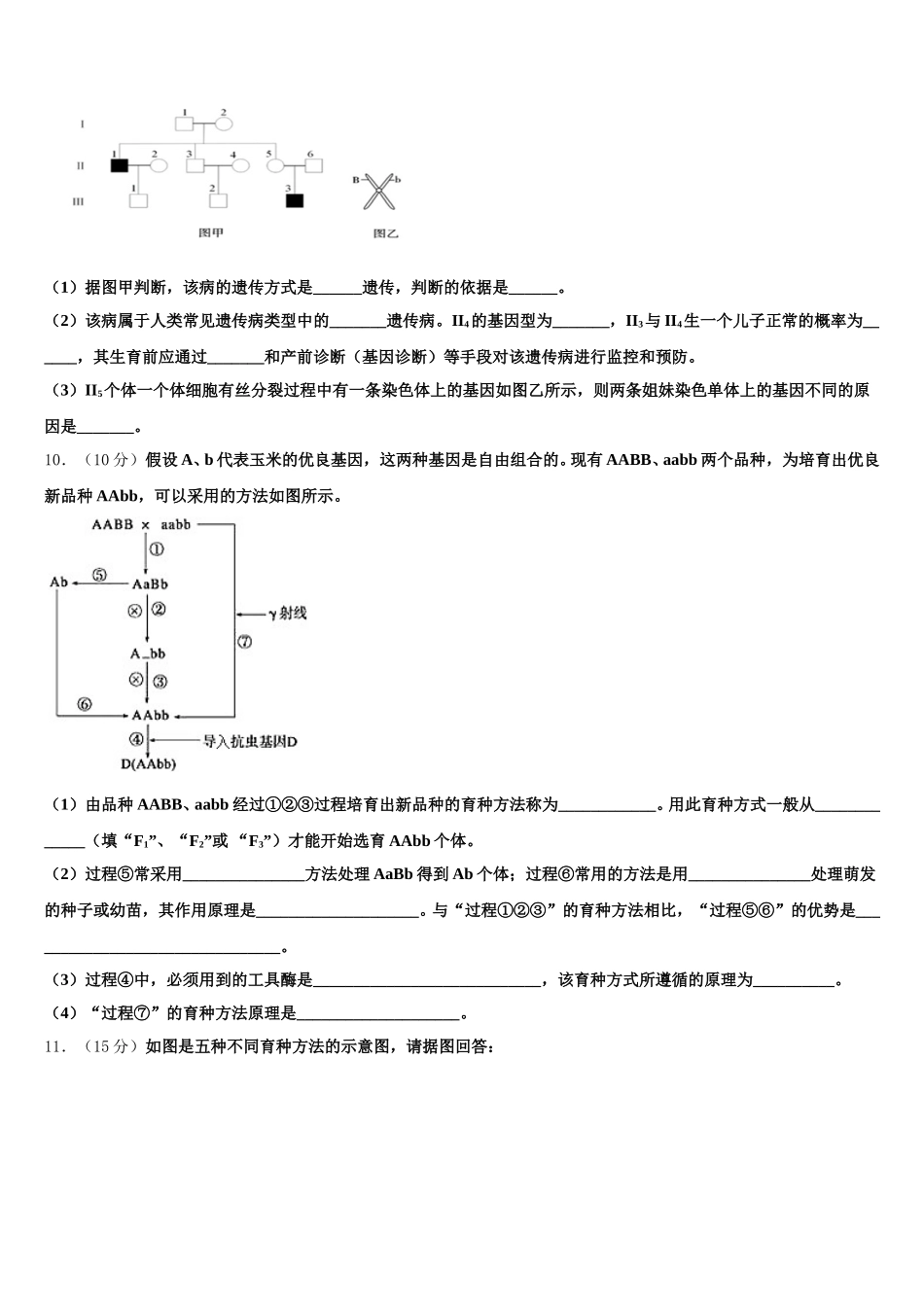 哈三中2024-2025学年高一下生物期末综合测试模拟试题含解析_第3页