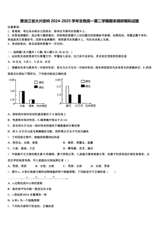 黑龙江省大兴安岭2024-2025学年生物高一第二学期期末调研模拟试题含解析