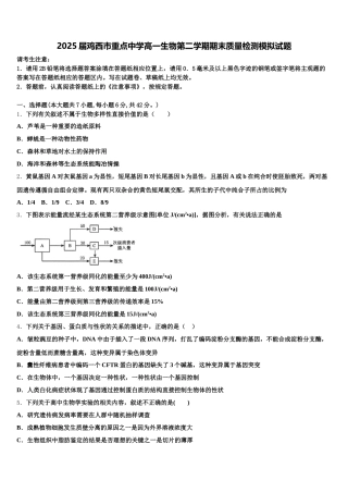 2025届鸡西市重点中学高一生物第二学期期末质量检测模拟试题含解析