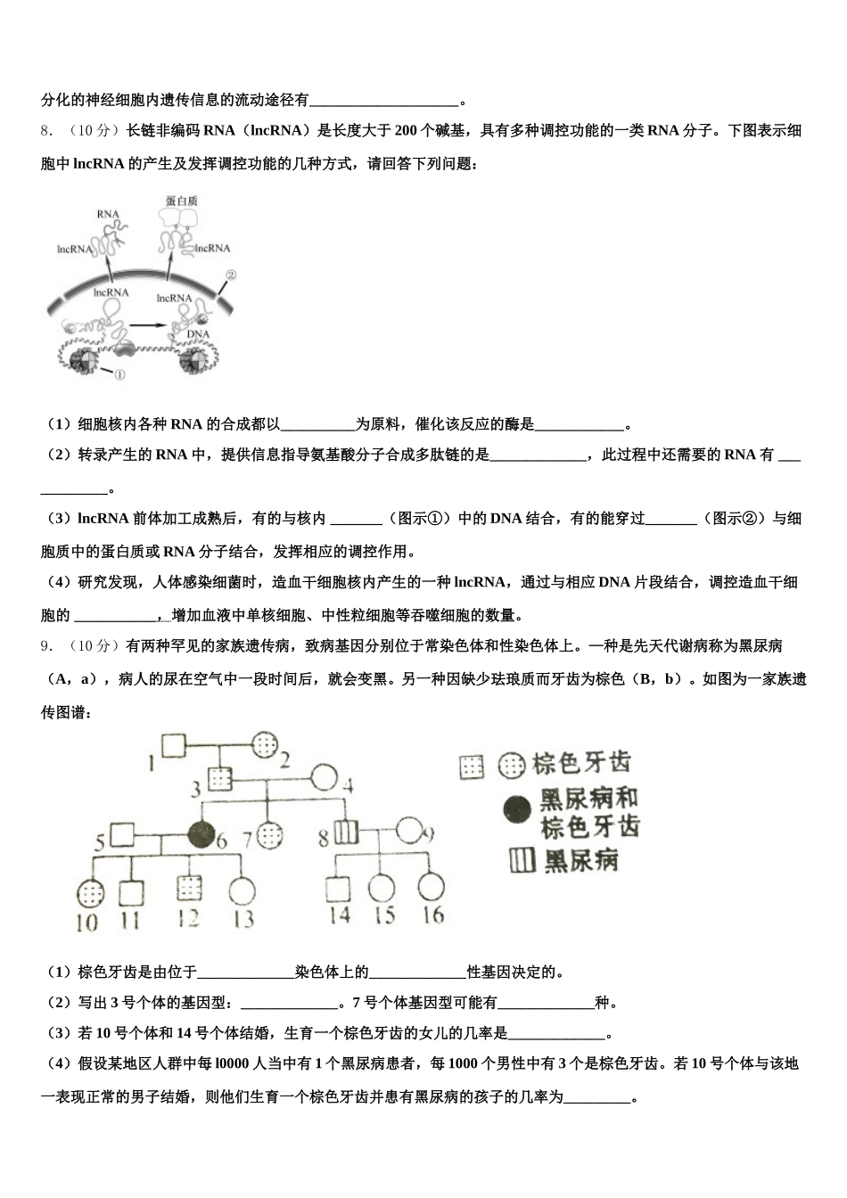 2025年黑龙江省齐齐哈尔市高一下生物期末检测试题含解析_第3页