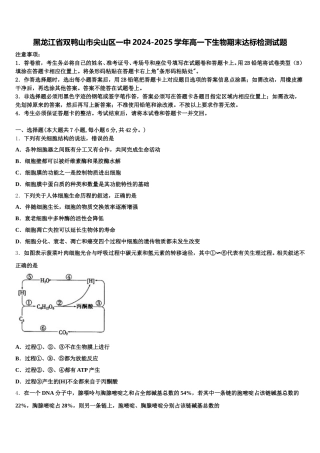 黑龙江省双鸭山市尖山区一中2024-2025学年高一下生物期末达标检测试题含解析
