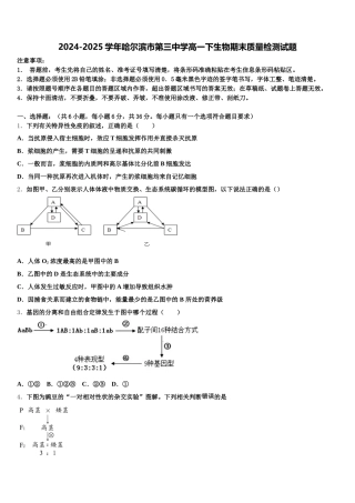 2024-2025学年哈尔滨市第三中学高一下生物期末质量检测试题含解析