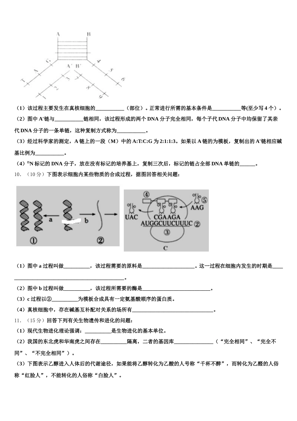 2025年黑龙江省海林市朝鲜族中学生物高一下期末经典模拟试题含解析_第3页