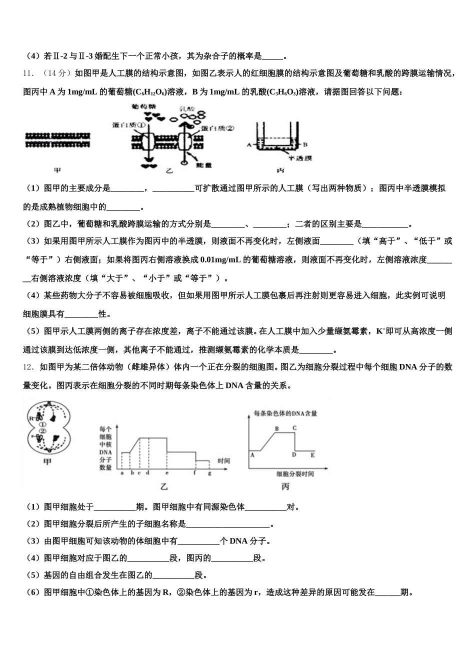 2024-2025学年黑龙江省绥化市望奎县第二中学高一下生物期末教学质量检测模拟试题含解析_第3页