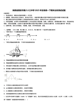陕西省西安市第八十三中学2025年生物高一下期末达标测试试题含解析