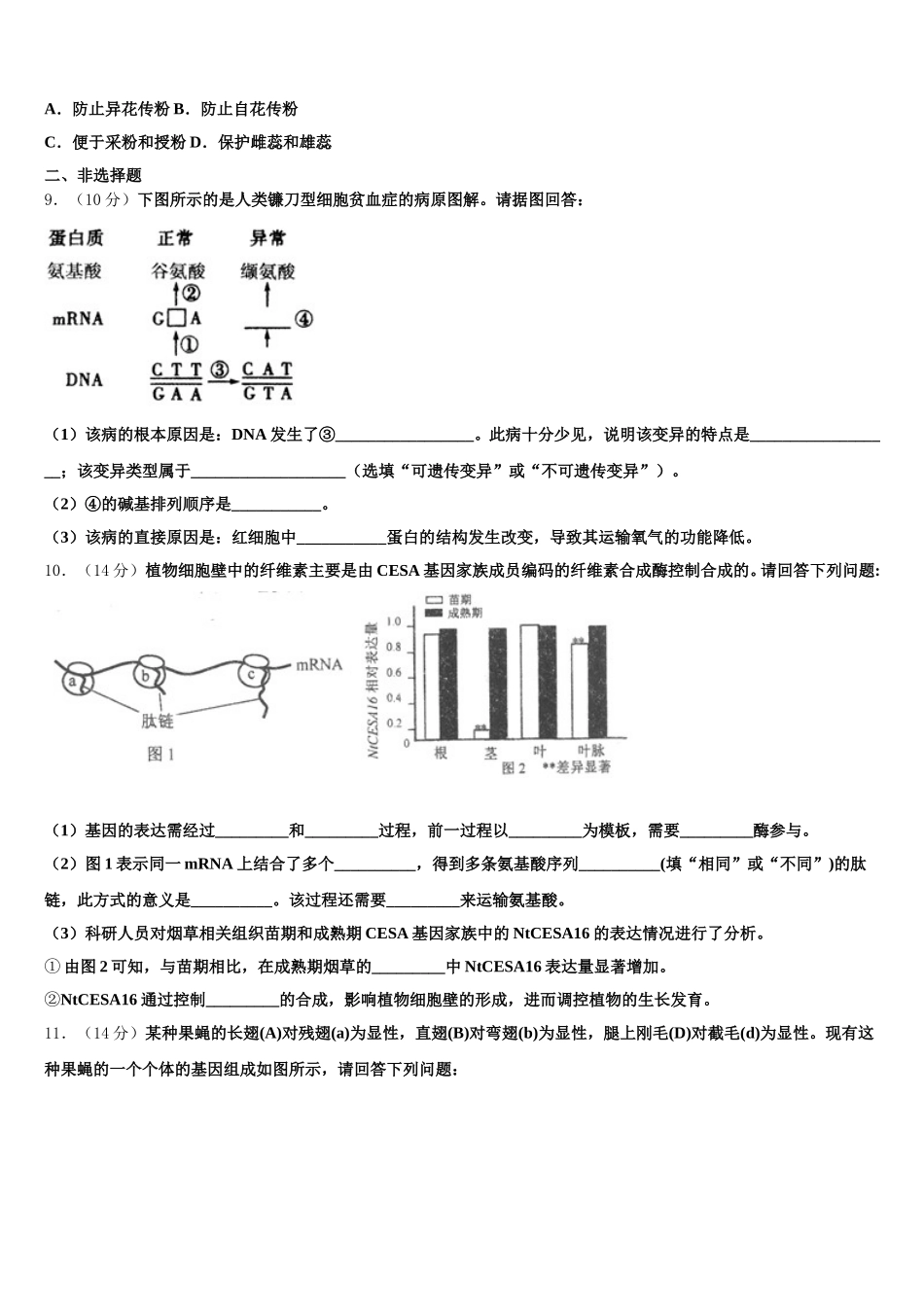2025年陕西省靖边县第四中学生物高一下期末学业质量监测模拟试题含解析_第2页