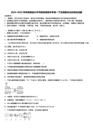 2024-2025学年陕西省兴平市西郊高级中学高一下生物期末达标测试试题含解析