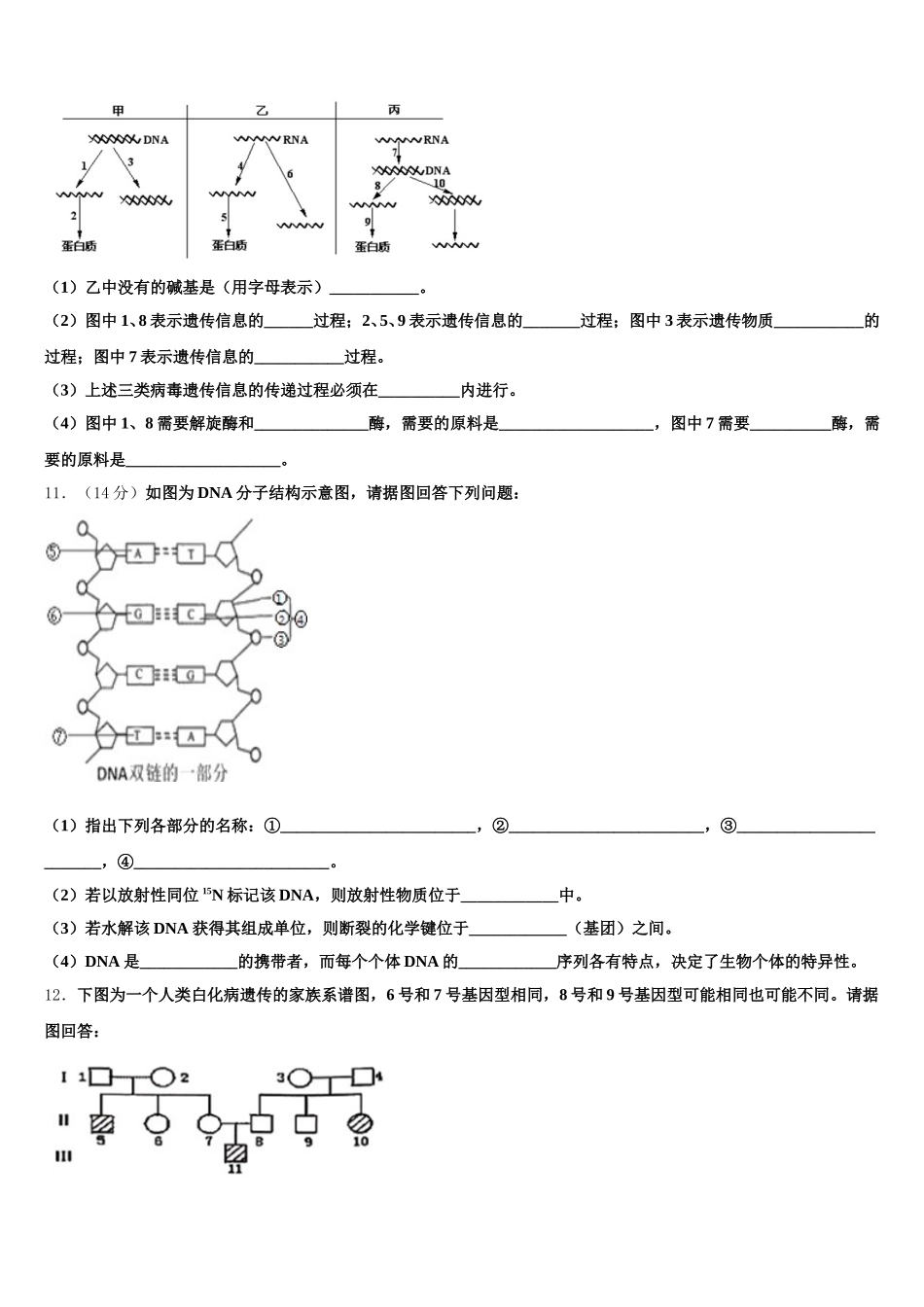 陕西省咸阳市乾县二中2025年生物高一下期末综合测试模拟试题含解析_第3页
