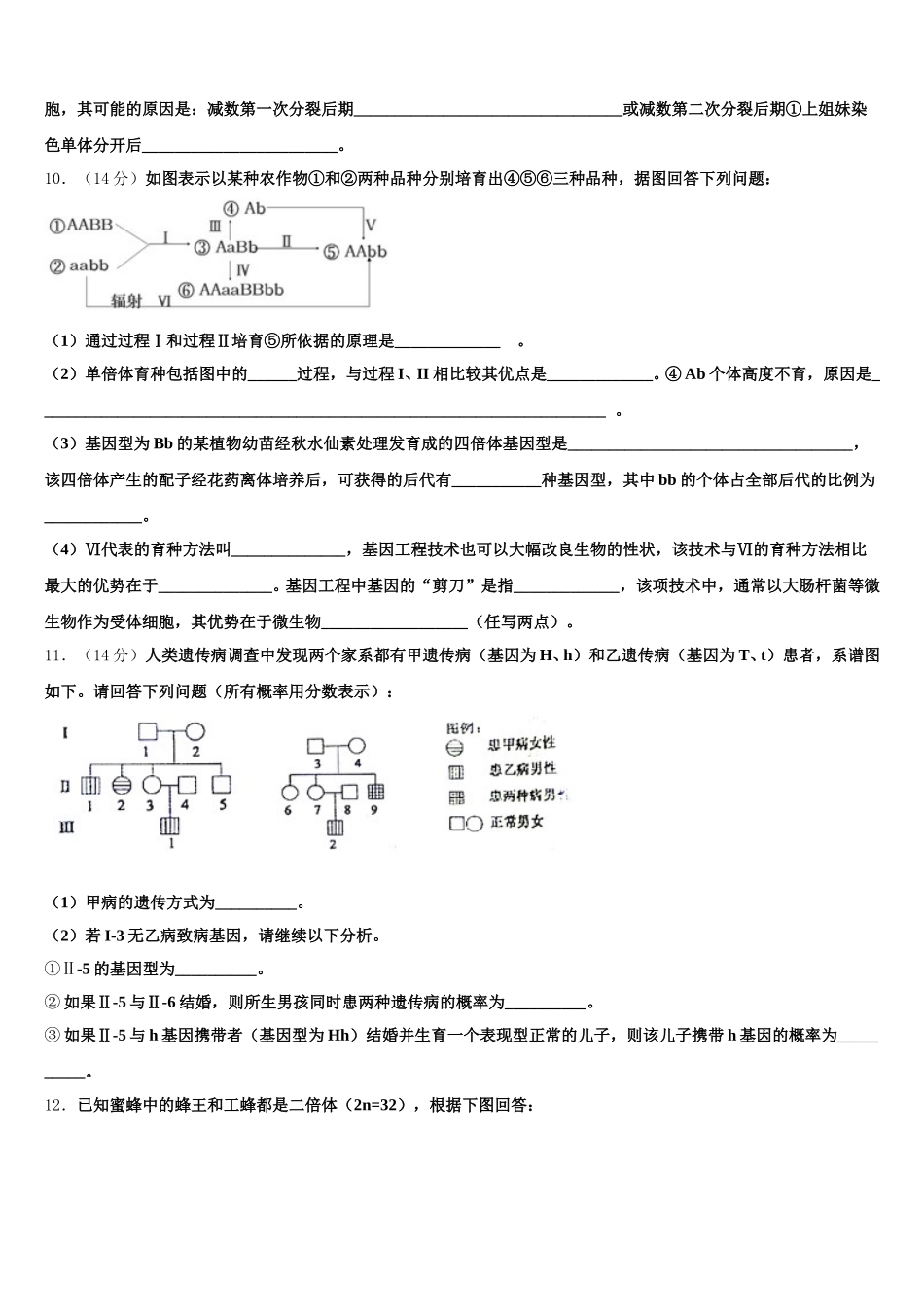 2024-2025学年陕西省汉中市南郑区龙岗学校高一下生物期末监测模拟试题含解析_第3页