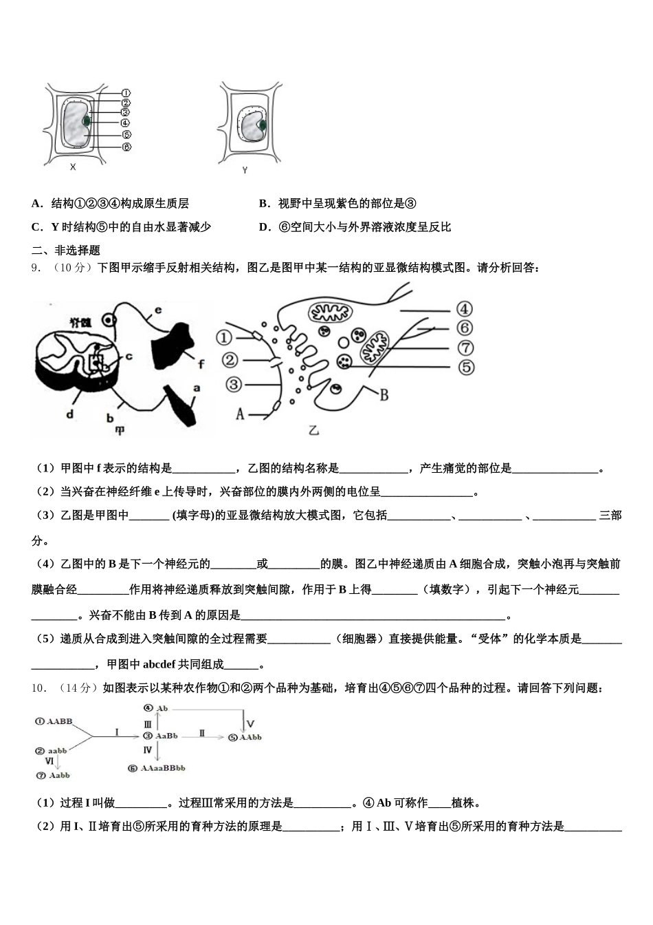 2024-2025学年陕西省汉中市龙岗学校高一下生物期末监测试题含解析_第2页