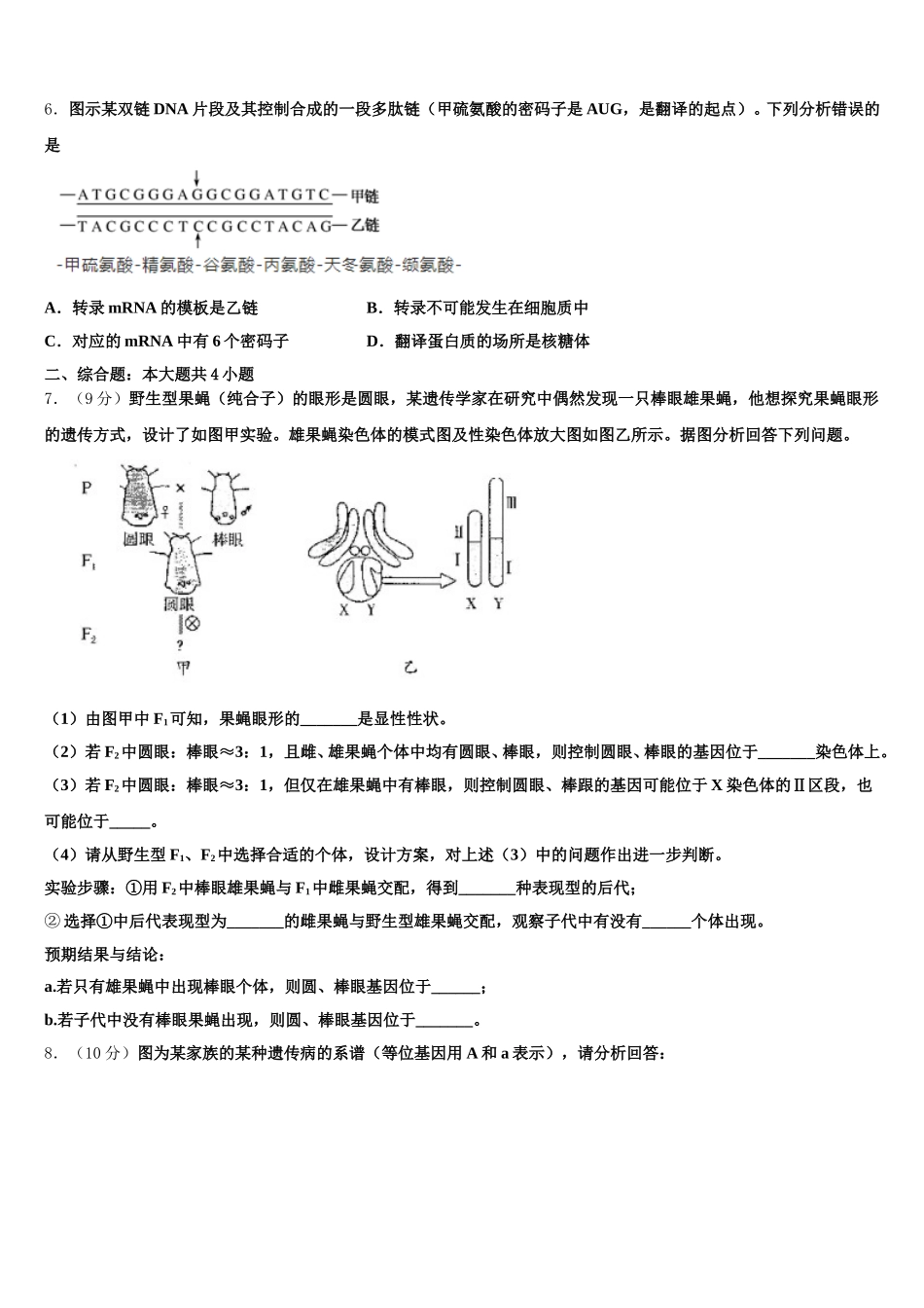 2025年陕西省西安市生物高一下期末统考模拟试题含解析_第2页