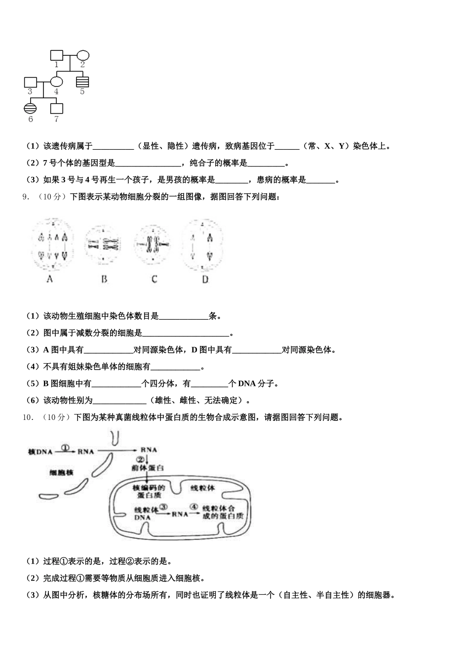 2025年陕西省西安市生物高一下期末统考模拟试题含解析_第3页