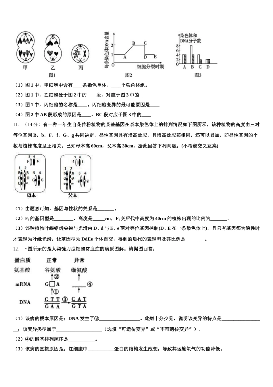 2025届陕西省渭南市富平县高一下生物期末联考试题含解析_第3页