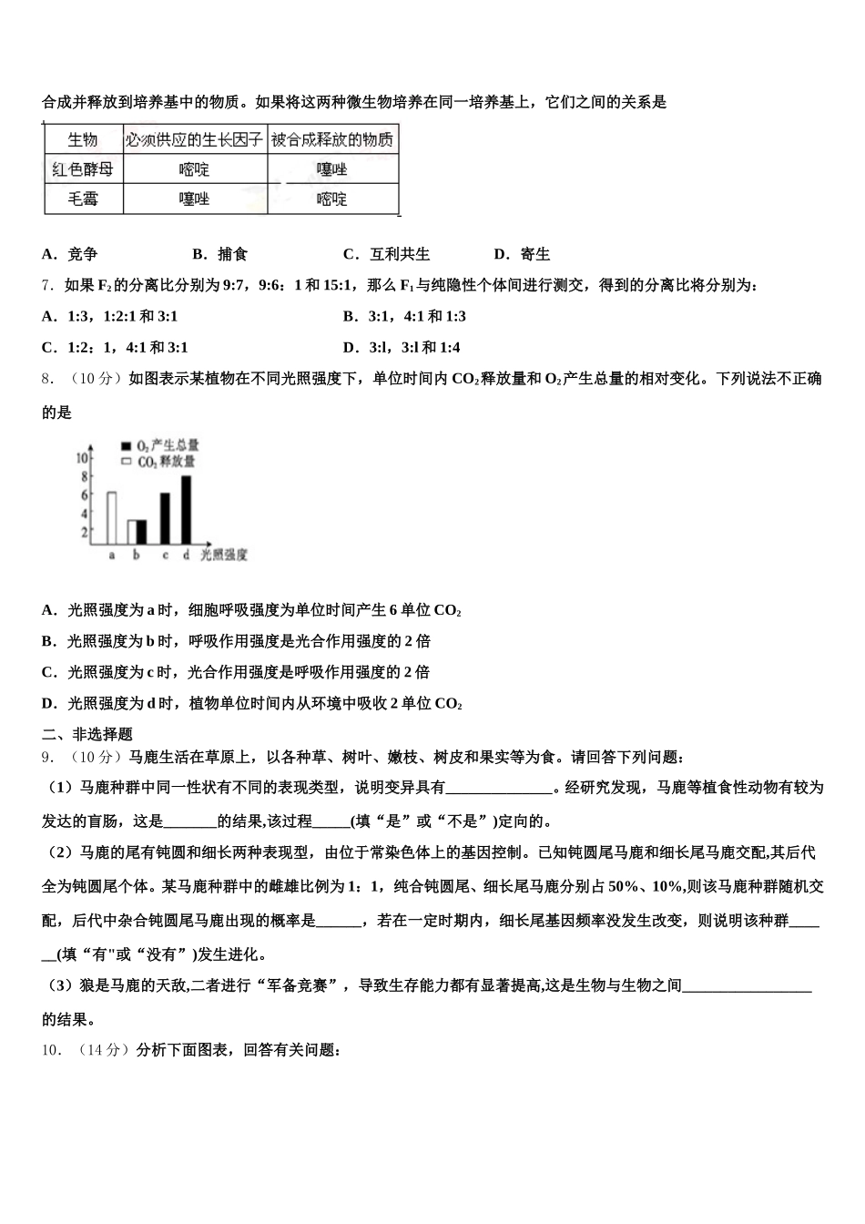 2025届西安市第二十六中学高一下生物期末复习检测试题含解析_第2页