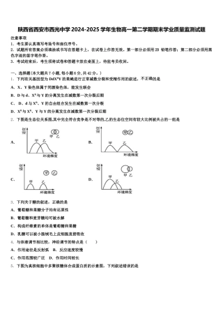 陕西省西安市西光中学2024-2025学年生物高一第二学期期末学业质量监测试题含解析