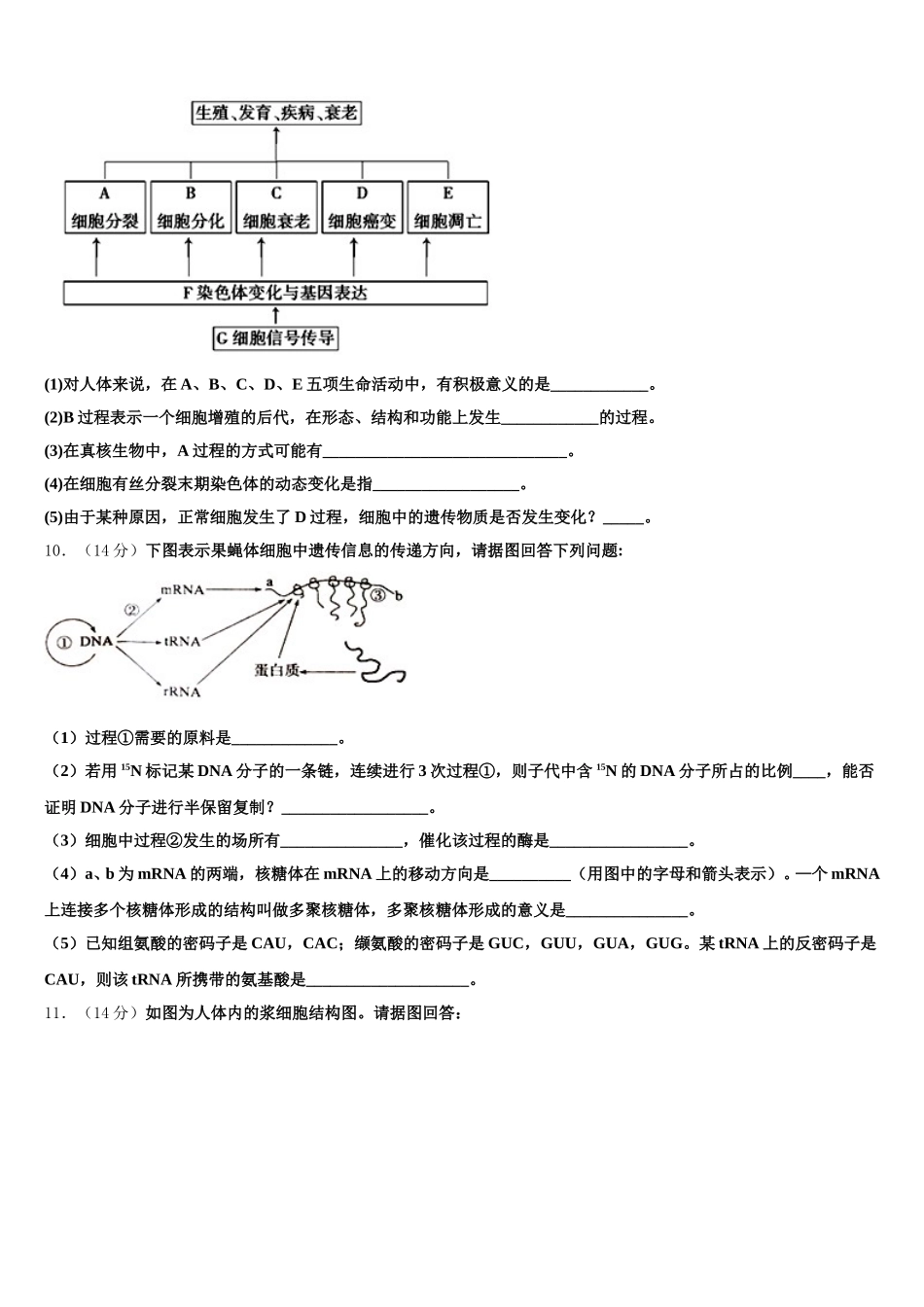2024-2025学年陕西省榆林市生物高一第二学期期末联考模拟试题含解析_第3页