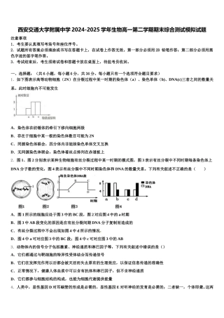 西安交通大学附属中学2024-2025学年生物高一第二学期期末综合测试模拟试题含解析