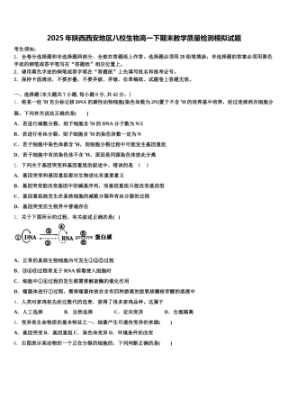 2025年陕西西安地区八校生物高一下期末教学质量检测模拟试题含解析