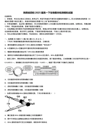 陕西省四校2025届高一下生物期末检测模拟试题含解析