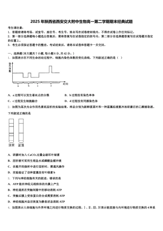 2025年陕西省西安交大附中生物高一第二学期期末经典试题含解析