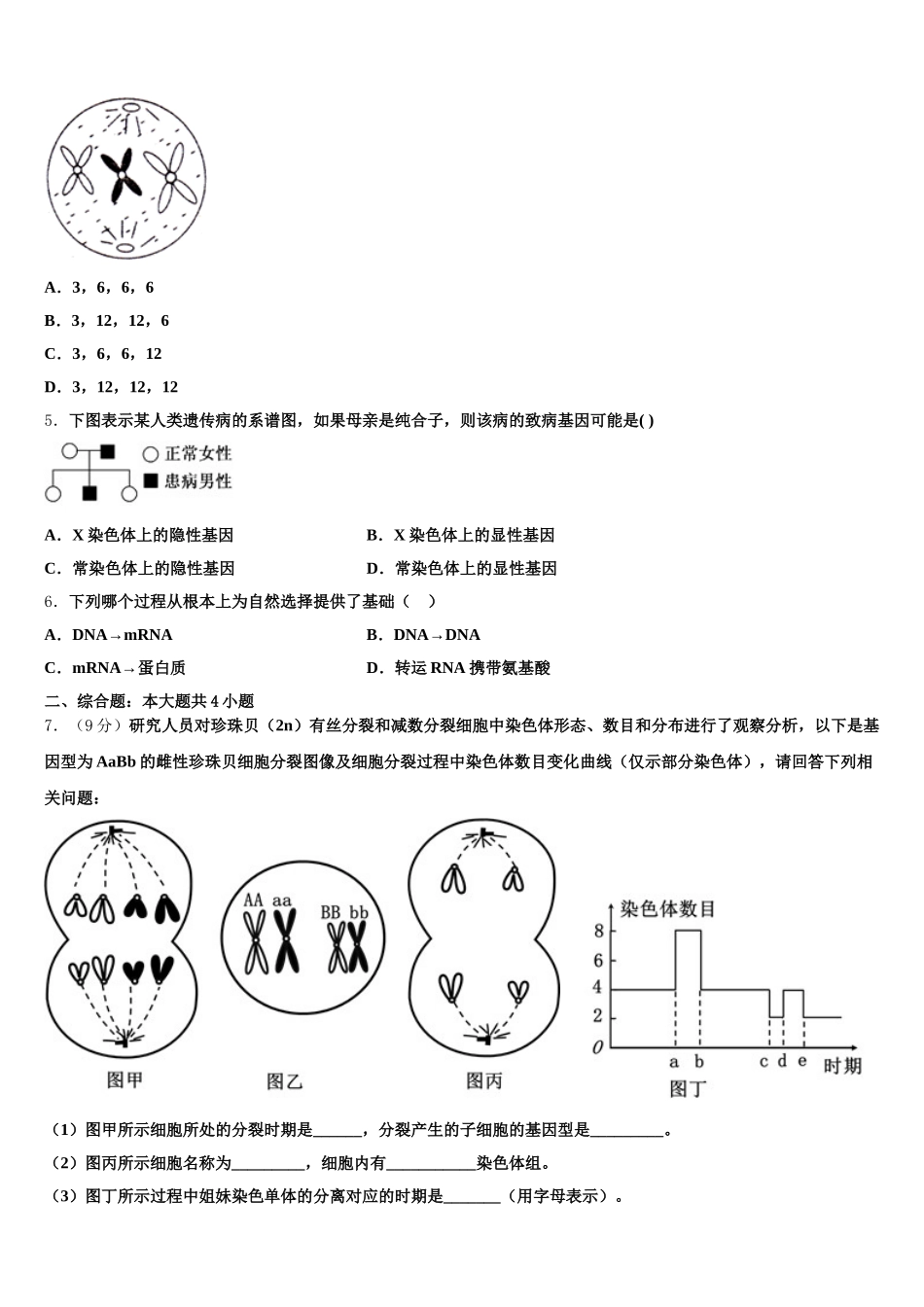 2024-2025学年陕西省榆林一中高一生物第二学期期末教学质量检测模拟试题含解析_第2页