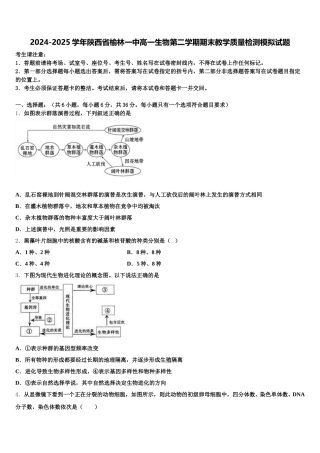 2024-2025学年陕西省榆林一中高一生物第二学期期末教学质量检测模拟试题含解析