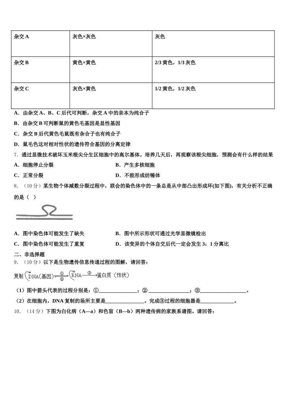 2024-2025学年陕西省长安市第一中学生物高一第二学期期末调研模拟试题含解析_第2页