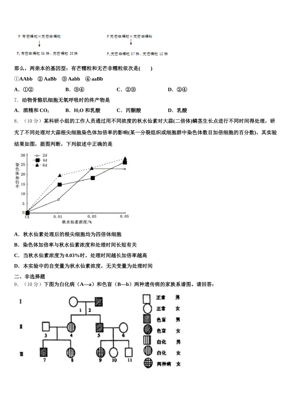 2025届陕西省榆林市绥德中学生物高一第二学期期末质量检测试题含解析_第2页