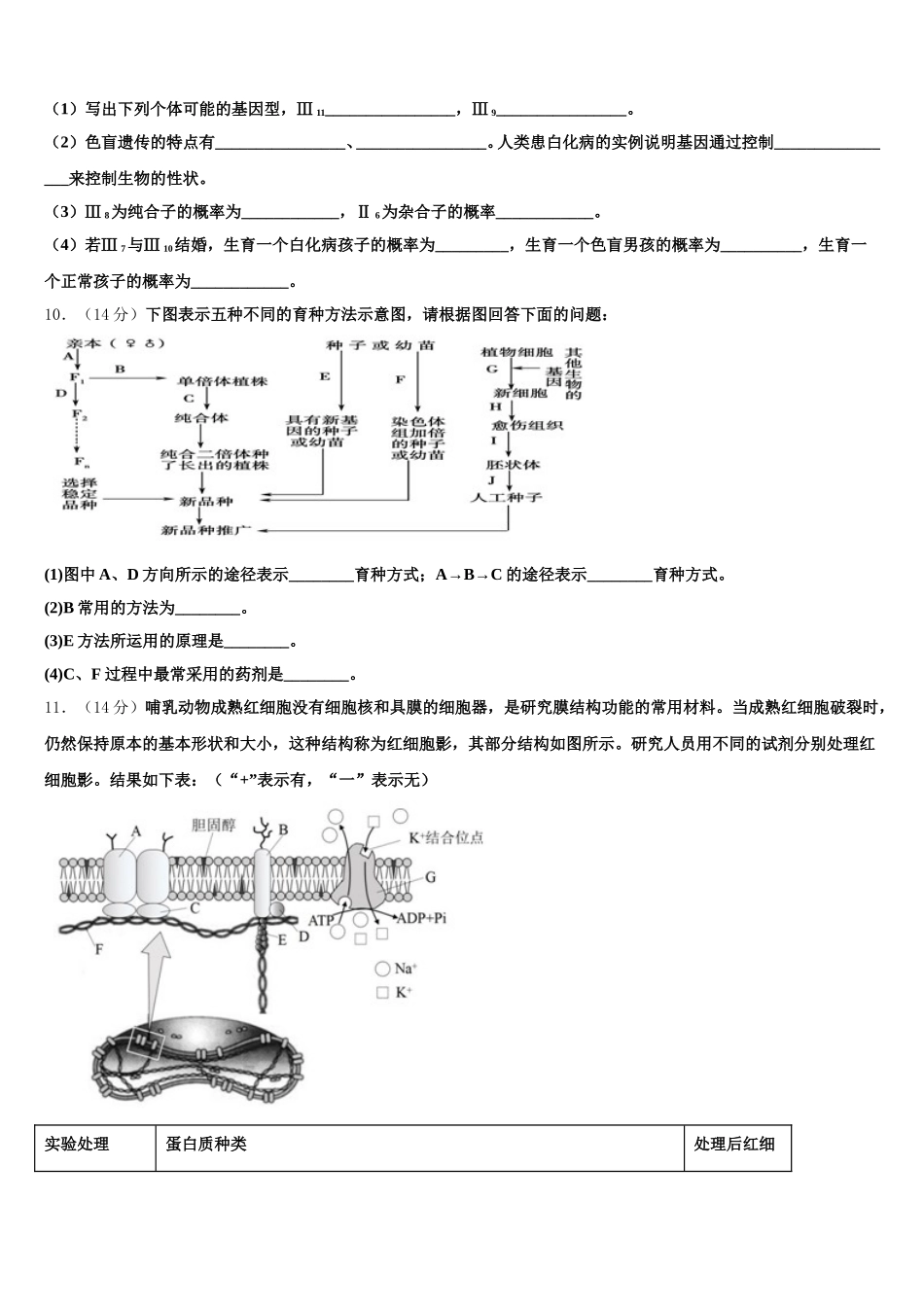2025届陕西省榆林市绥德中学生物高一第二学期期末质量检测试题含解析_第3页