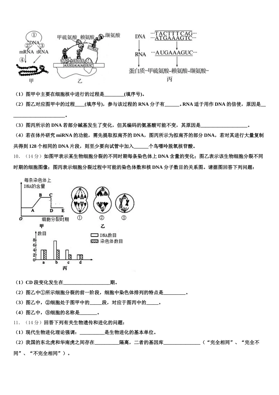 陕西西安市第一中学2025年高一生物第二学期期末考试模拟试题含解析_第3页