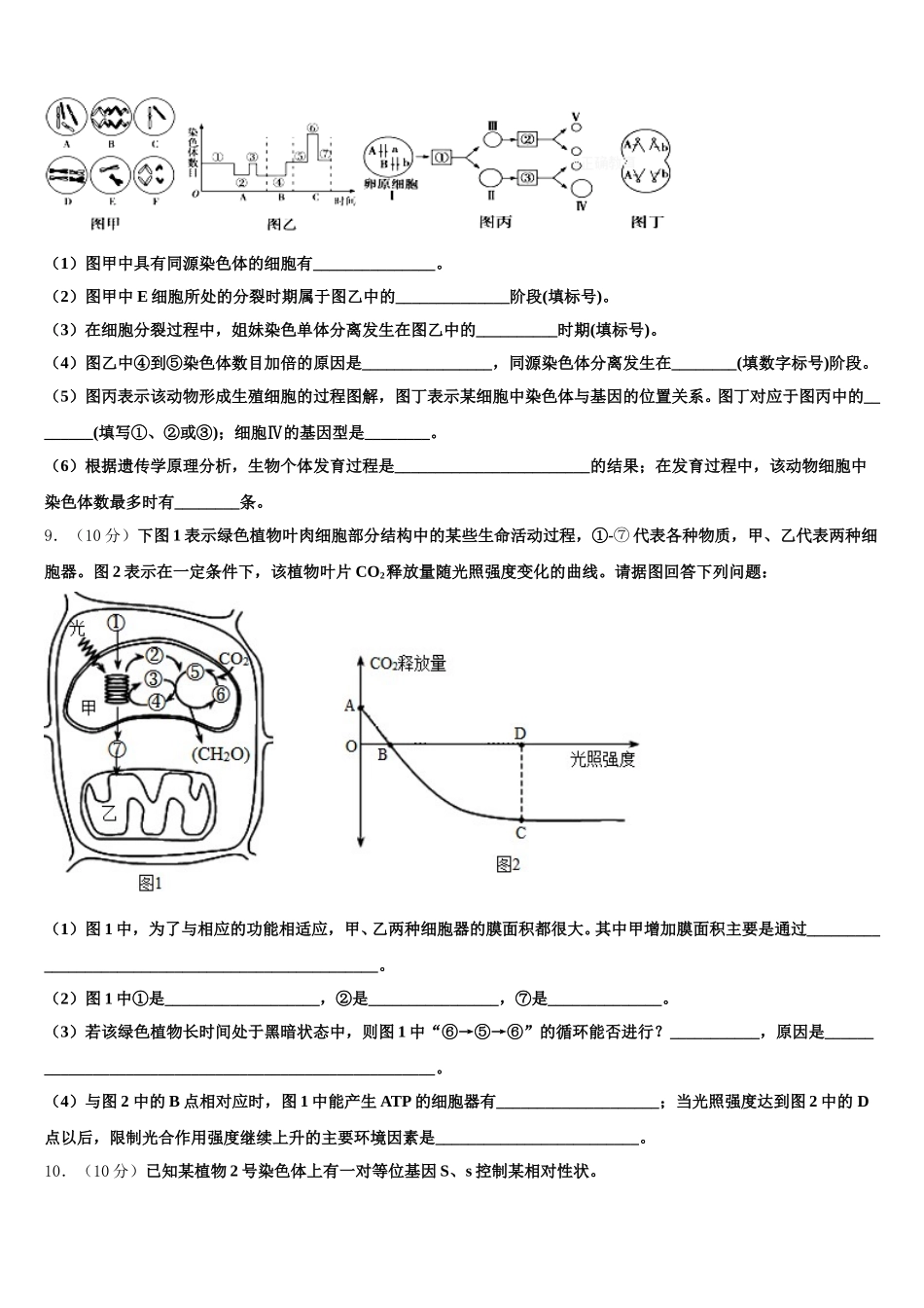 2024-2025学年陕西省渭南市韩城市生物高一下期末学业质量监测模拟试题含解析_第3页