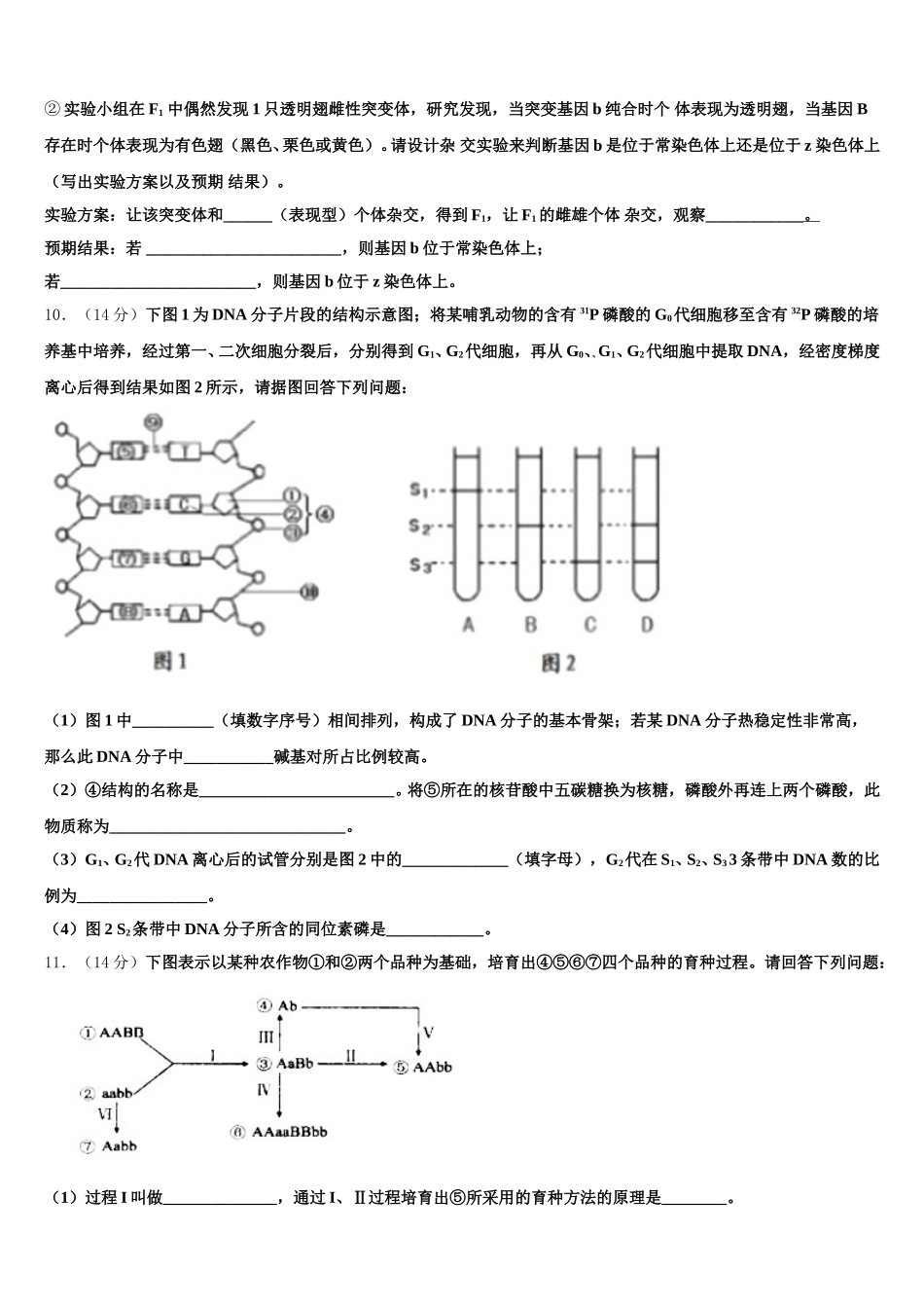 陕西省韩城市苏山分校2025届生物高一第二学期期末统考试题含解析_第3页