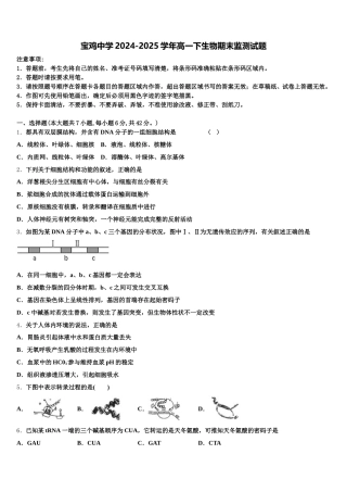 宝鸡中学2024-2025学年高一下生物期末监测试题含解析