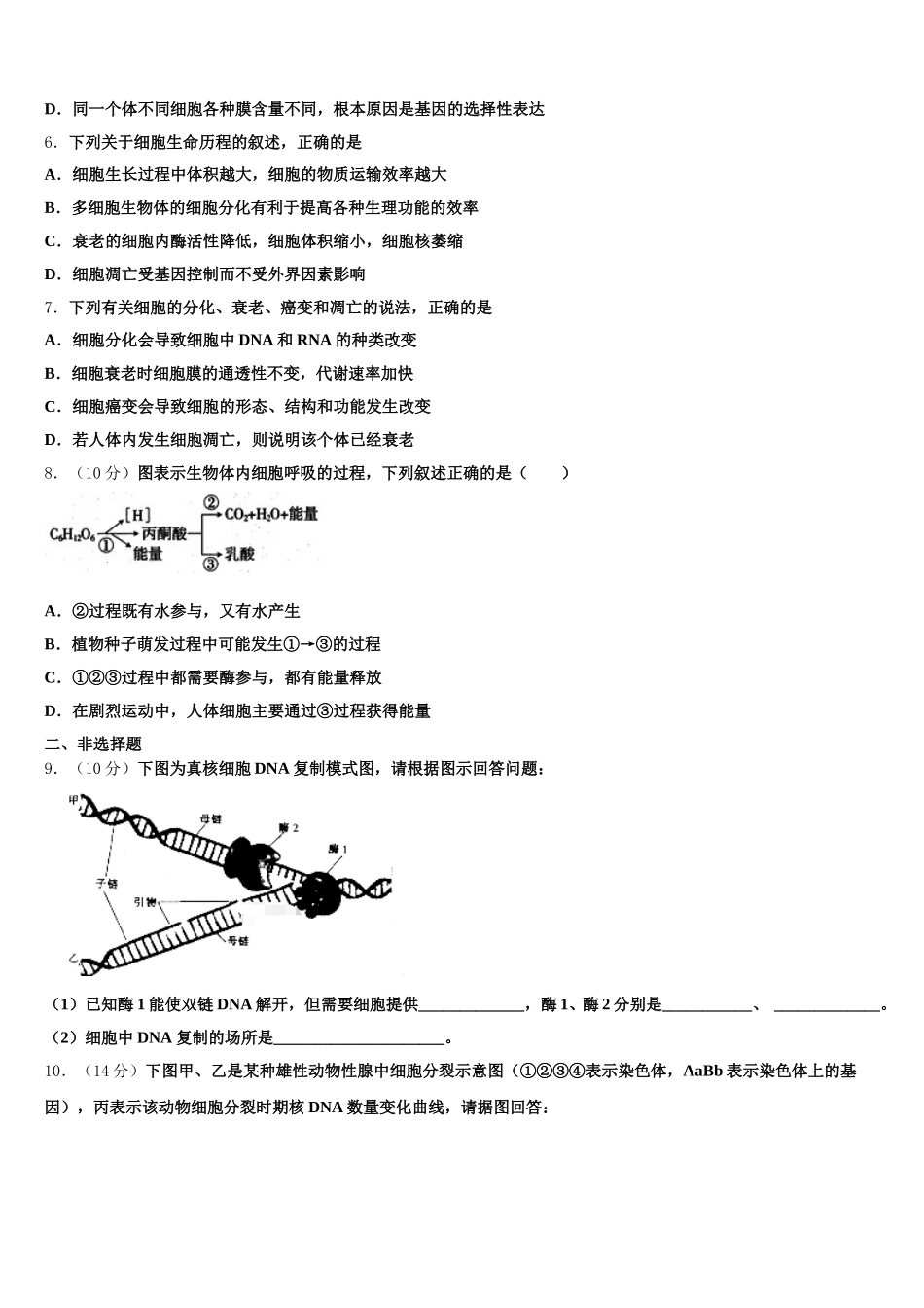 2024-2025学年陕西省兴平市西郊中学高一下生物期末教学质量检测模拟试题含解析_第2页
